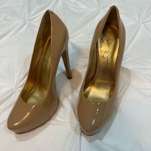 Caramel Tan Platform Patent Heels